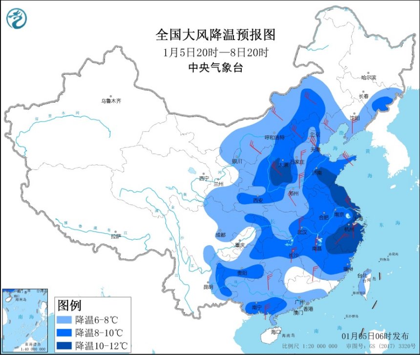 寒潮预警！我国中东部部分地区降温幅度将超10℃1