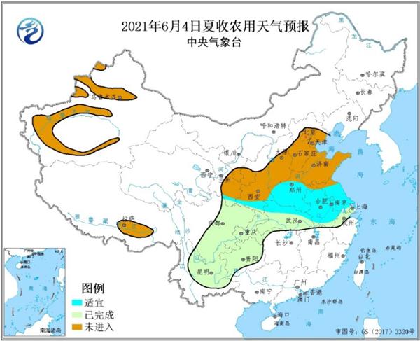 6月2至4日豫皖苏等地天气晴好 利于夏收3