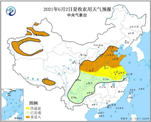6月2至4日豫皖苏等地天气晴好 利于夏收1