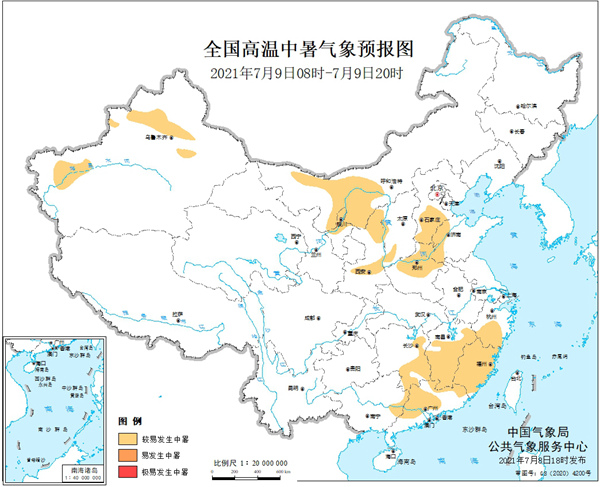健康气象预报：内蒙古河北等14省区部分地区较易发生中暑1