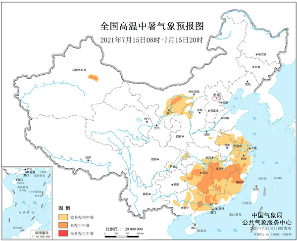 健康气象预报：江苏浙江等9省区部分地区易发生中暑1