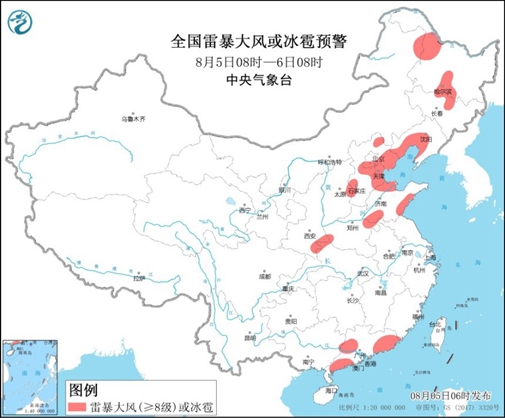 强对流天气预警：京津冀等12省区市的部分地区有雷暴大风或冰雹1